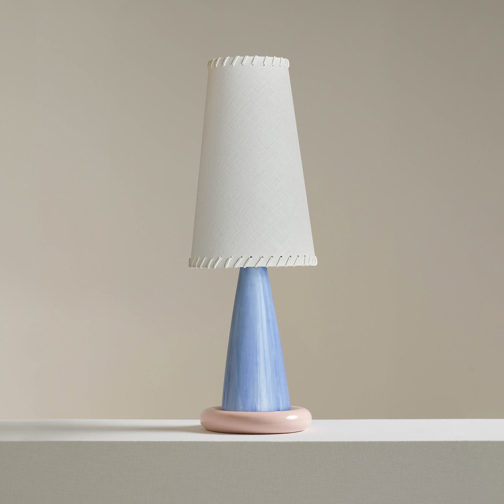Elegant Ribbon Table Lamp with Ceramic Base and Fabric Shade - Soft Pastel Colors for Bedroom or Living Room 7