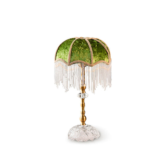 Stylish Table Lamp with Fabric Shade and Modern Design – Green and Gold Finish 1