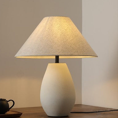 Ceramic Table Lamp with Grey Linen Shade – Elegant Indoor Lighting Fixture 11