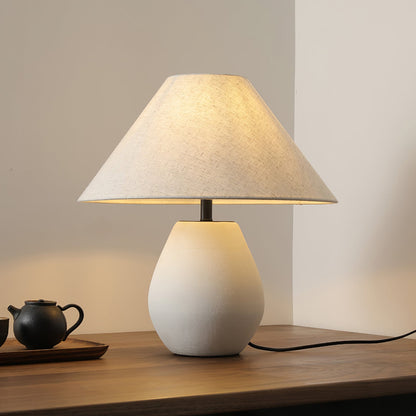 Ceramic Table Lamp with Grey Linen Shade – Elegant Indoor Lighting Fixture 3