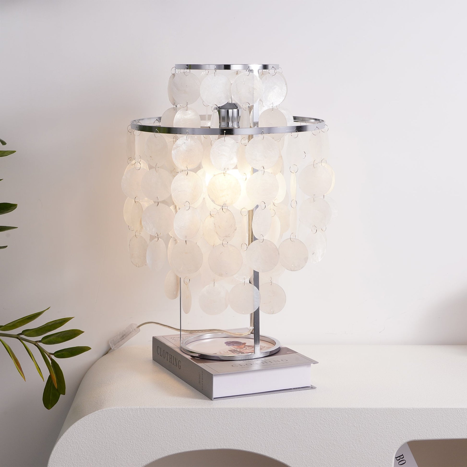 Seashells Table Lamp with Natural Mother of Pearl – Elegant Bedroom Lighting Fixture 3
