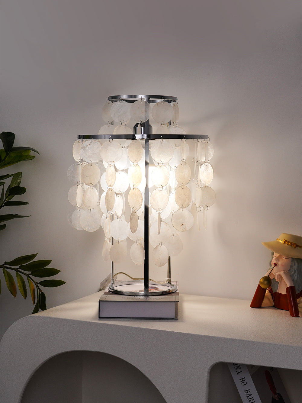 Seashells Table Lamp with Natural Mother of Pearl – Elegant Bedroom Lighting Fixture 6