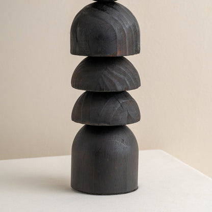 Modern Table Lamp with Blackened Wooden Base and Beige Shade - 21.7 Height, Ideal for Bedroom or Living Room 7