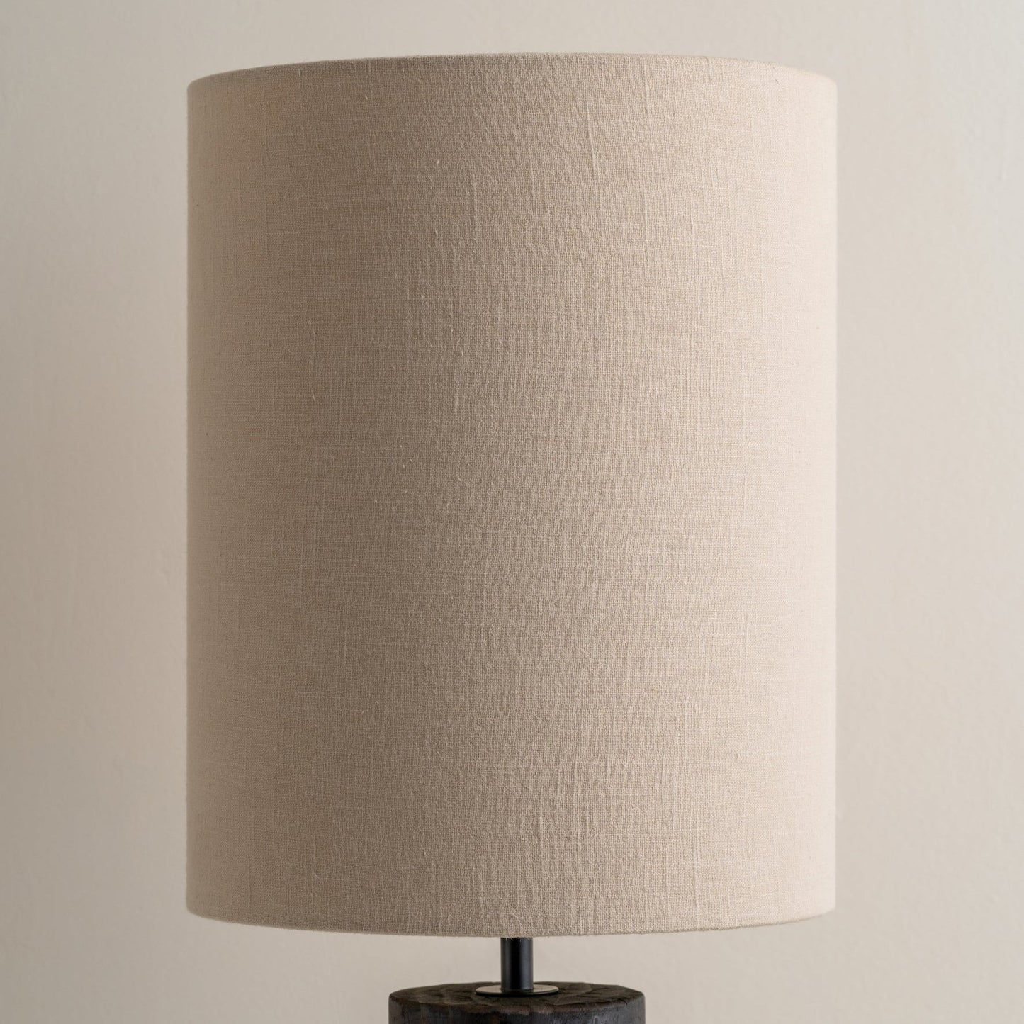 Modern Table Lamp with Blackened Wooden Base and Beige Shade - 21.7 Height, Ideal for Bedroom or Living Room 8
