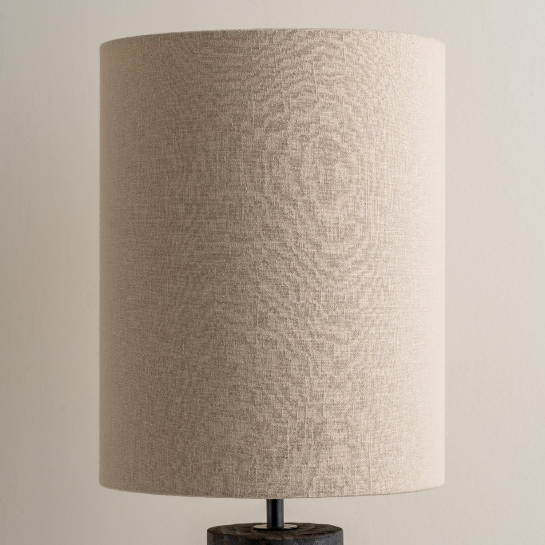 Modern Table Lamp with Blackened Wooden Base and Beige Shade - 21.7 Height, Ideal for Bedroom or Living Room 8