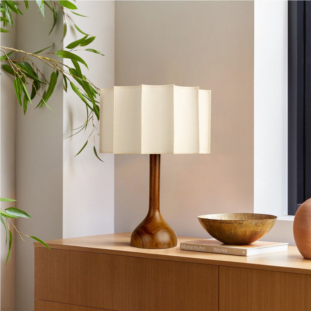 Sierra Table Lamp with Wooden Base and Fabric Shade – Cozy Indoor Lighting 3