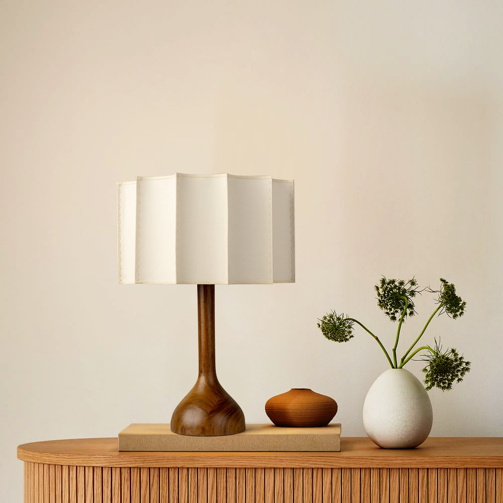 Sierra Table Lamp with Wooden Base and Fabric Shade – Cozy Indoor Lighting 5