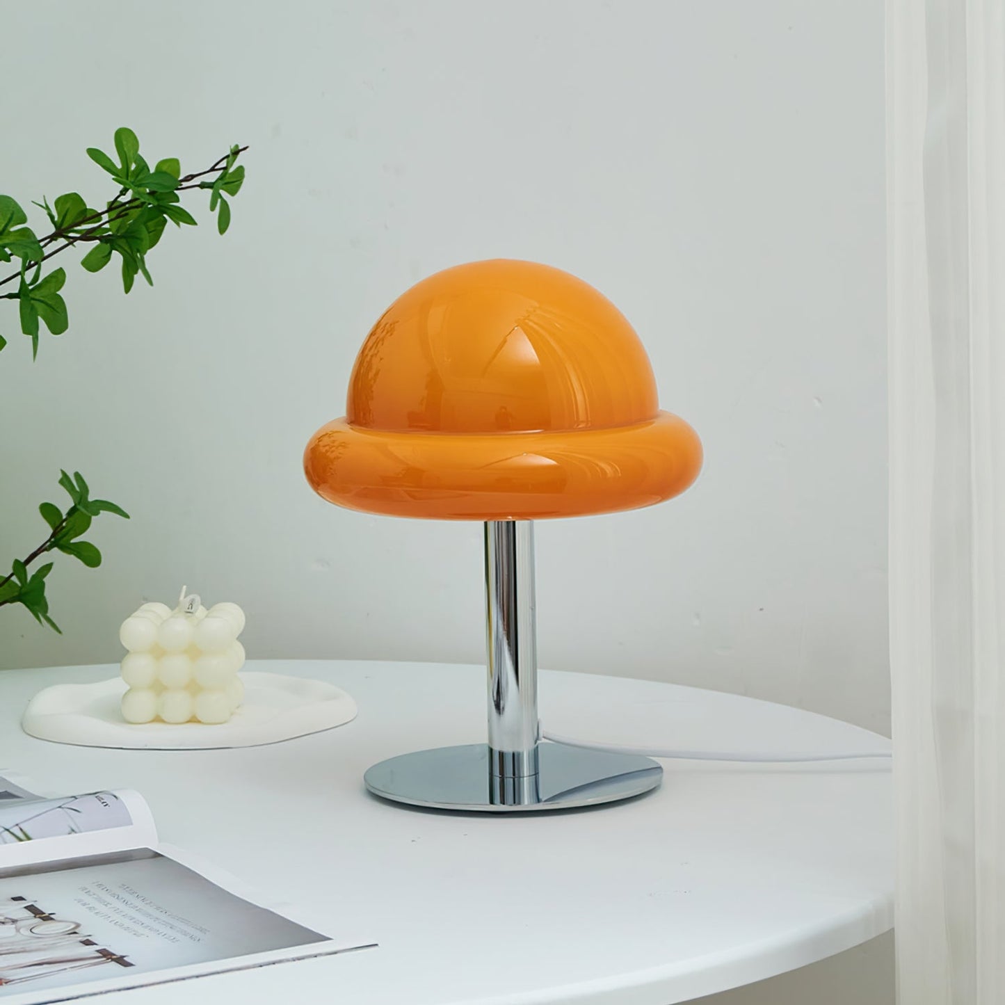 Modern Glass Table Lamp with Integrated LED – Stylish Mushroom Design 4