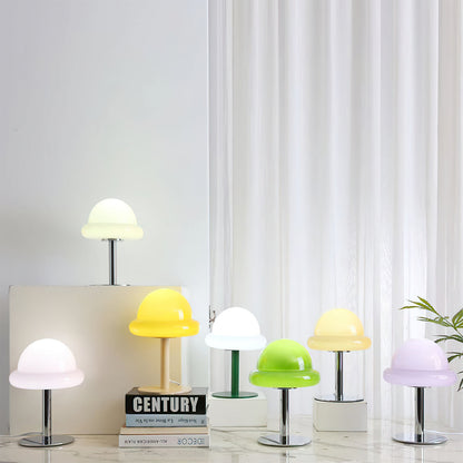 Modern Glass Table Lamp with Integrated LED – Stylish Mushroom Design 8