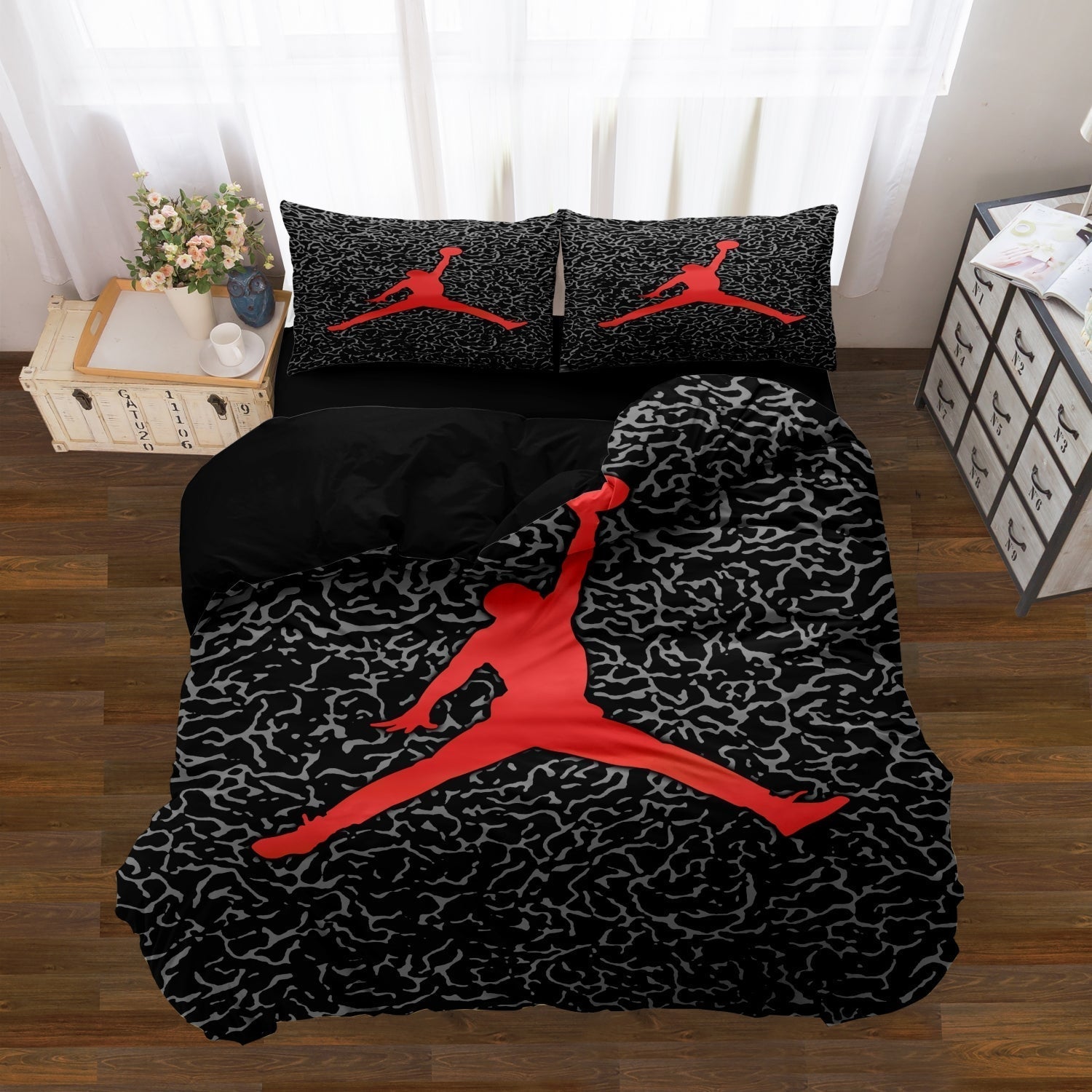 Children's Basketball Bedding Set Blue Soft Fabric Duvet Covers 2