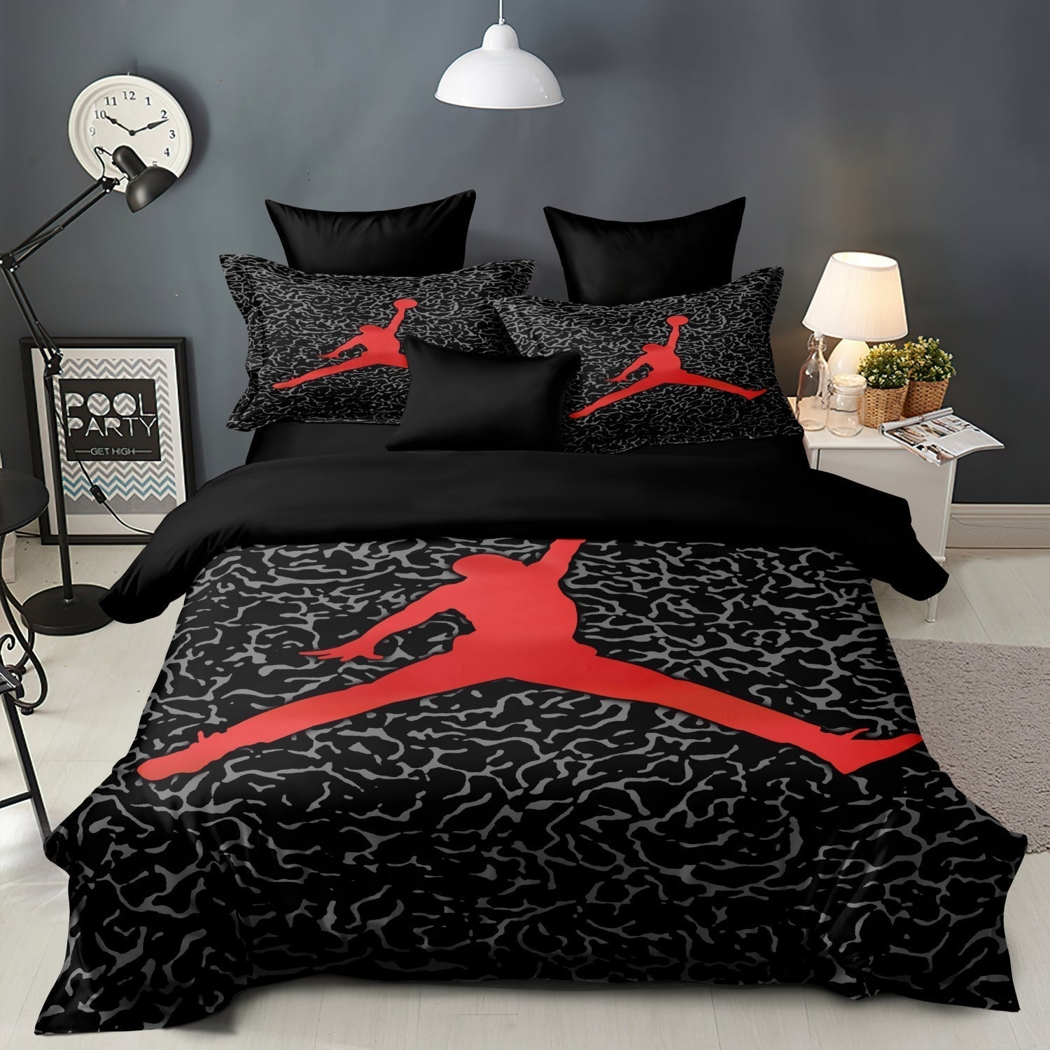 Children's Basketball Bedding Set Blue Soft Fabric Duvet Covers 3