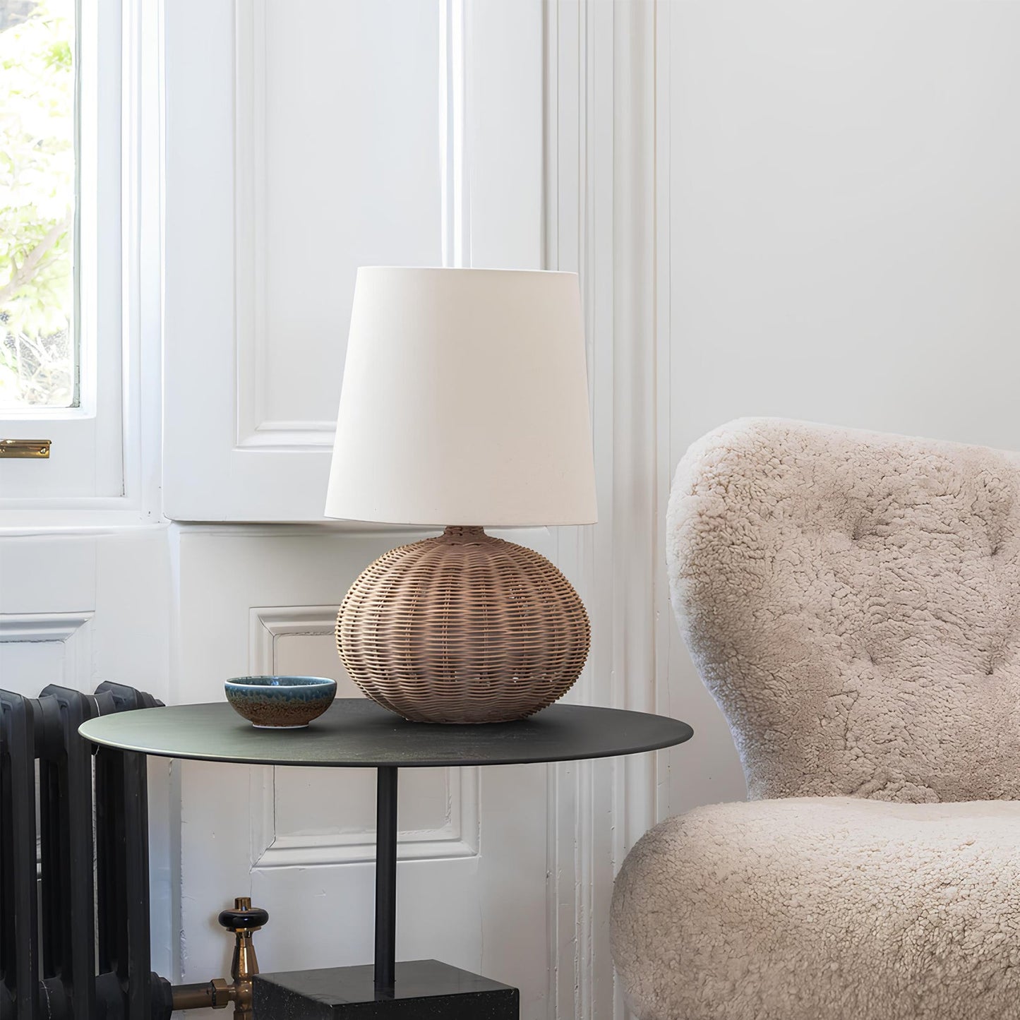 Stellan Table Lamp with Rattan Base and Fabric Shade – Modern Indoor Lighting 5