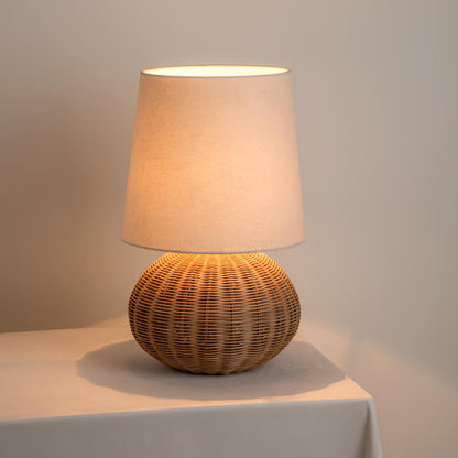 Stellan Table Lamp with Rattan Base and Fabric Shade – Modern Indoor Lighting 6