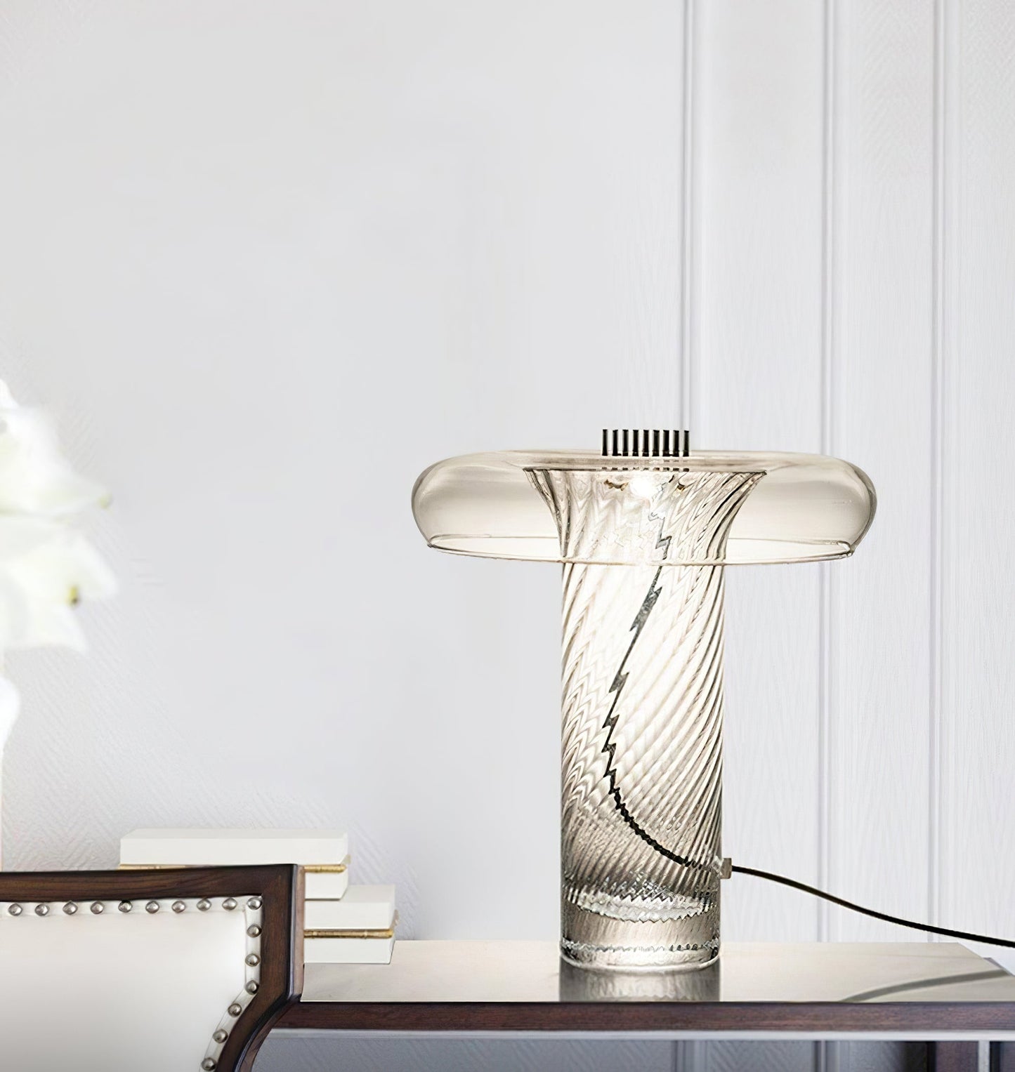 Vintage Glass Table Lamp with Integrated LED – 35cm Diameter, Indoor Lighting 5