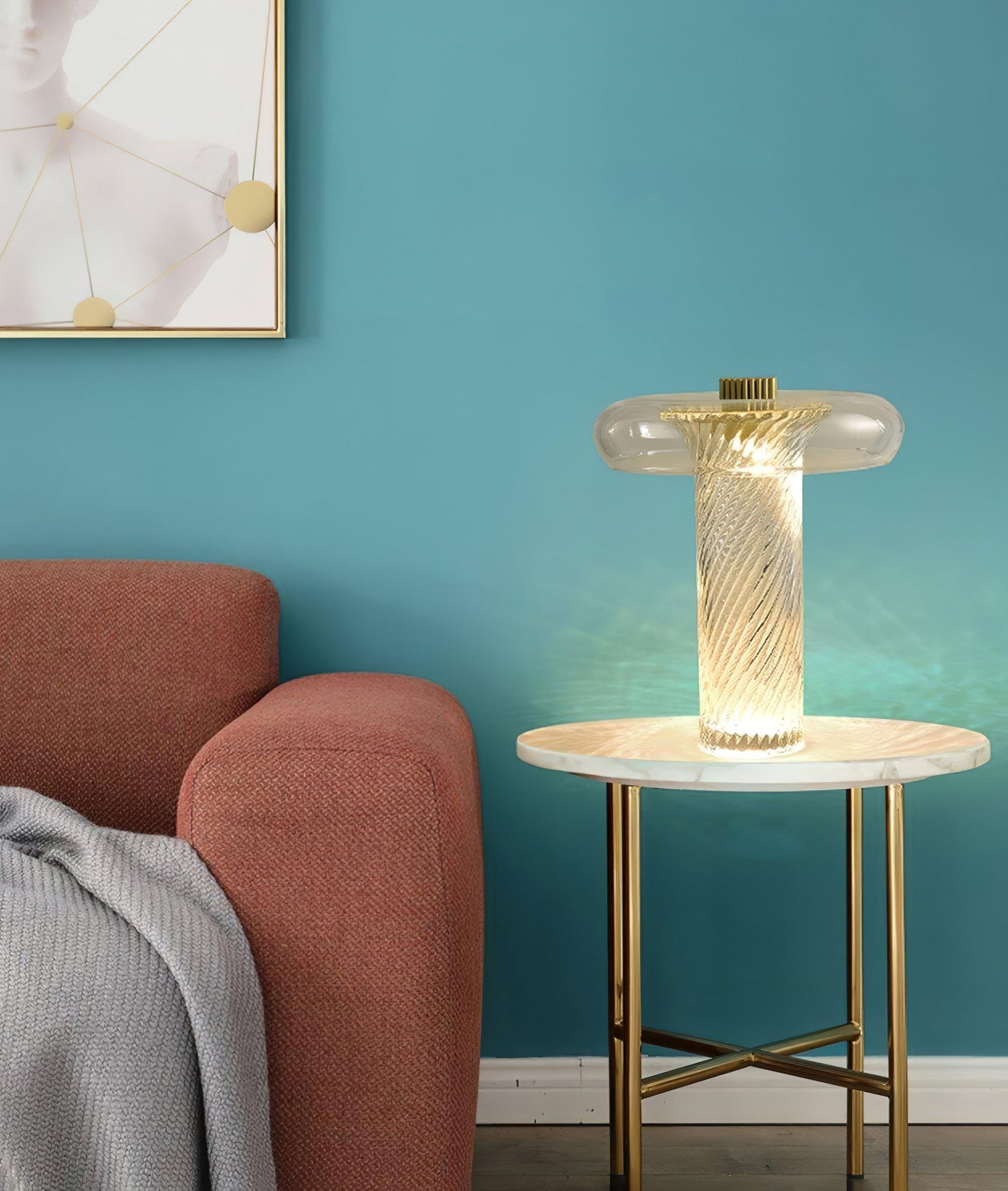 Vintage Glass Table Lamp with Integrated LED – 35cm Diameter, Indoor Lighting 7