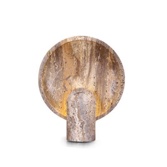 Minimalist Stone Table Lamp with Warm Glow – Natural Travertine Design 1