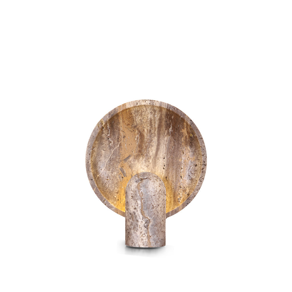 Minimalist Stone Table Lamp with Warm Glow – Natural Travertine Design 2