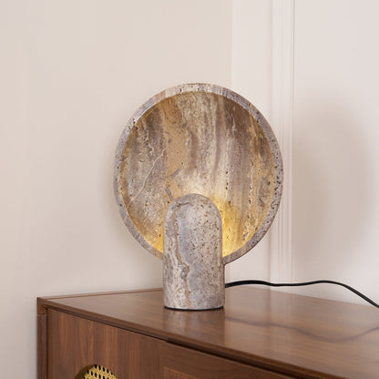 Minimalist Stone Table Lamp with Warm Glow – Natural Travertine Design 6