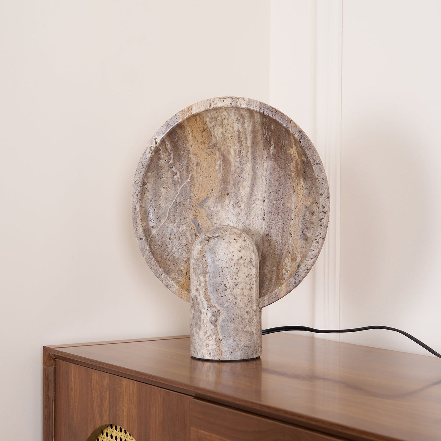Minimalist Stone Table Lamp with Warm Glow – Natural Travertine Design 7