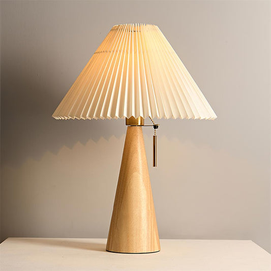 Modern Table Lamp with Solid Wood Base and Linen Shade – 40cm Diameter 1