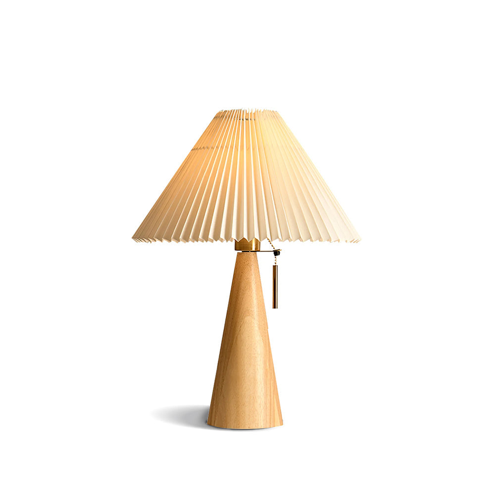Modern Table Lamp with Solid Wood Base and Linen Shade – 40cm Diameter 2