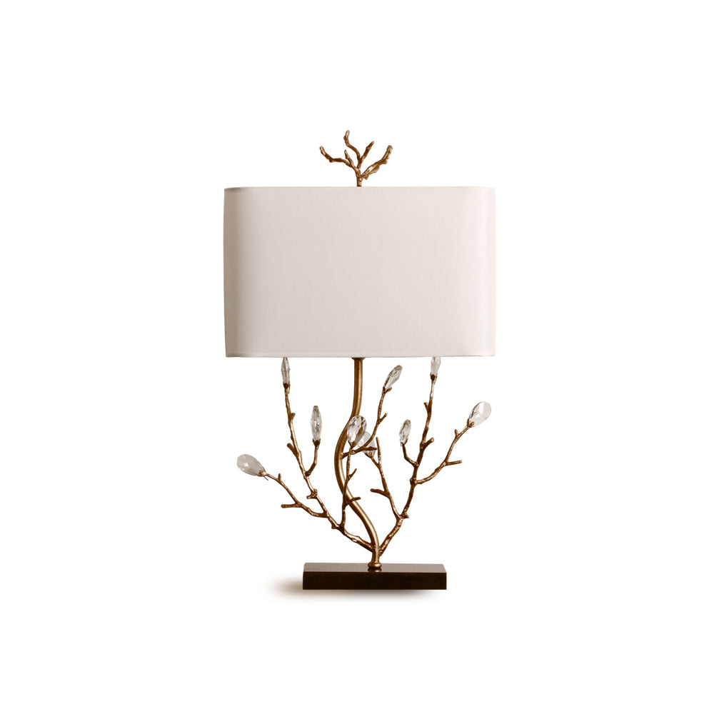 Elegant Brass Table Lamp with Fabric Shade – Nature-Inspired Design 6