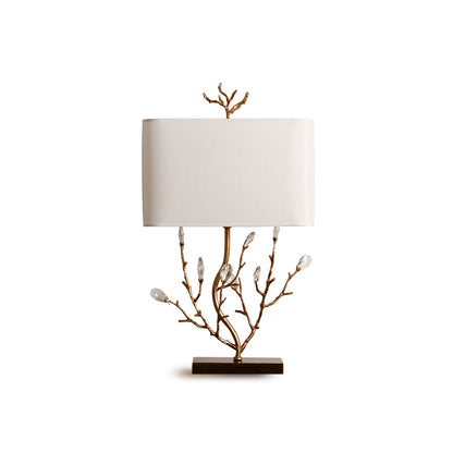 Elegant Brass Table Lamp with Fabric Shade – Nature-Inspired Design 6