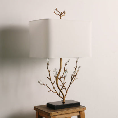 Elegant Brass Table Lamp with Fabric Shade – Nature-Inspired Design 8