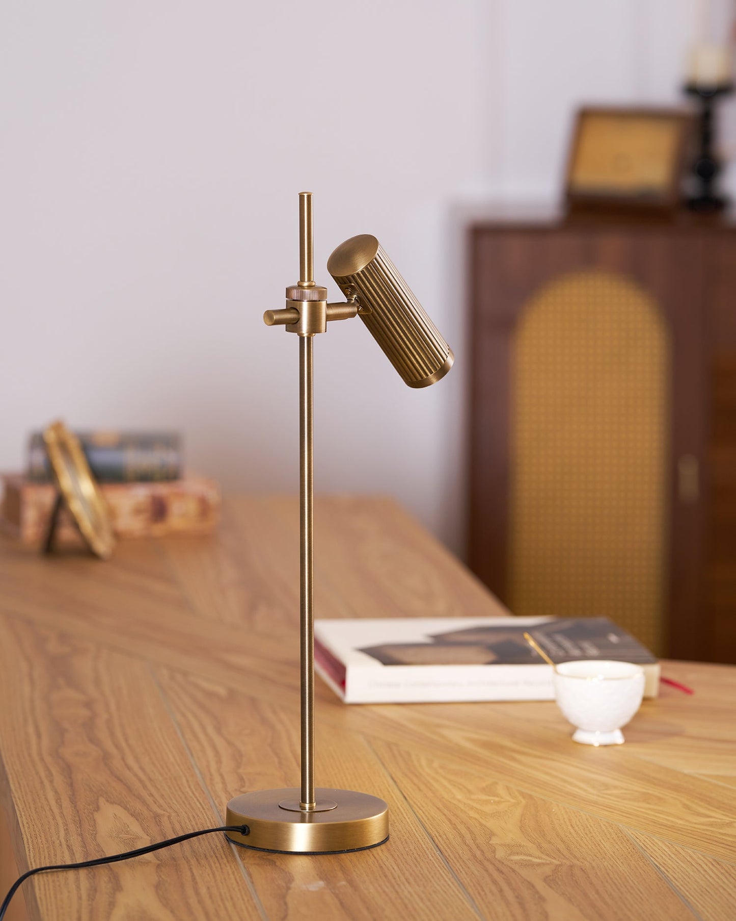 Elegant Brass Table Lamp with Copper Frame – Stylish Bedside or Desk Lighting 6