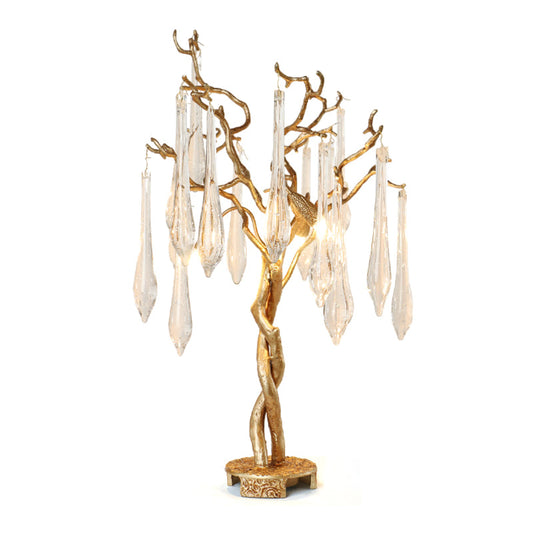Elegant Teardrop Table Lamp with Brass Branches – Stylish Bedside Lamp for Bedroom or Living Room 1