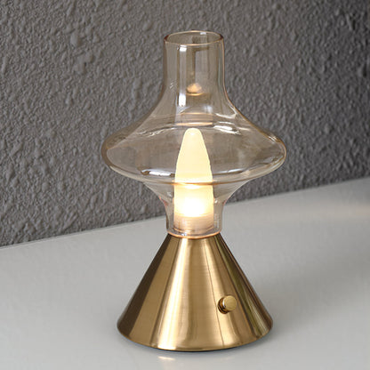 Vintage Style Battery Table Lamp with Integrated LED – Metal and Glass Design 1