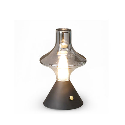 Vintage Style Battery Table Lamp with Integrated LED – Metal and Glass Design 2