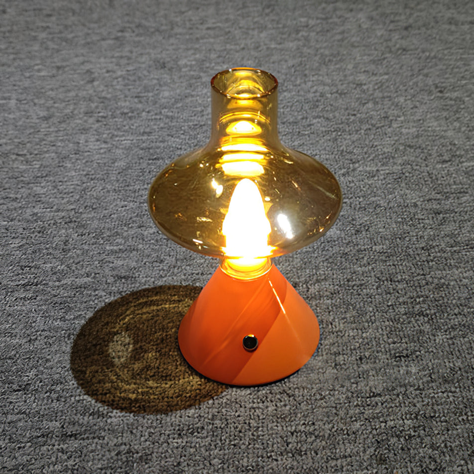 Vintage Style Battery Table Lamp with Integrated LED – Metal and Glass Design 5