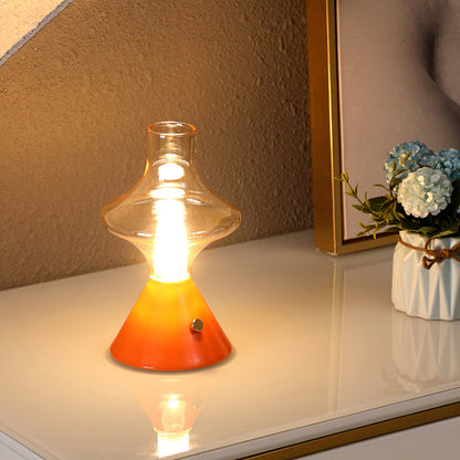 Vintage Style Battery Table Lamp with Integrated LED – Metal and Glass Design 9