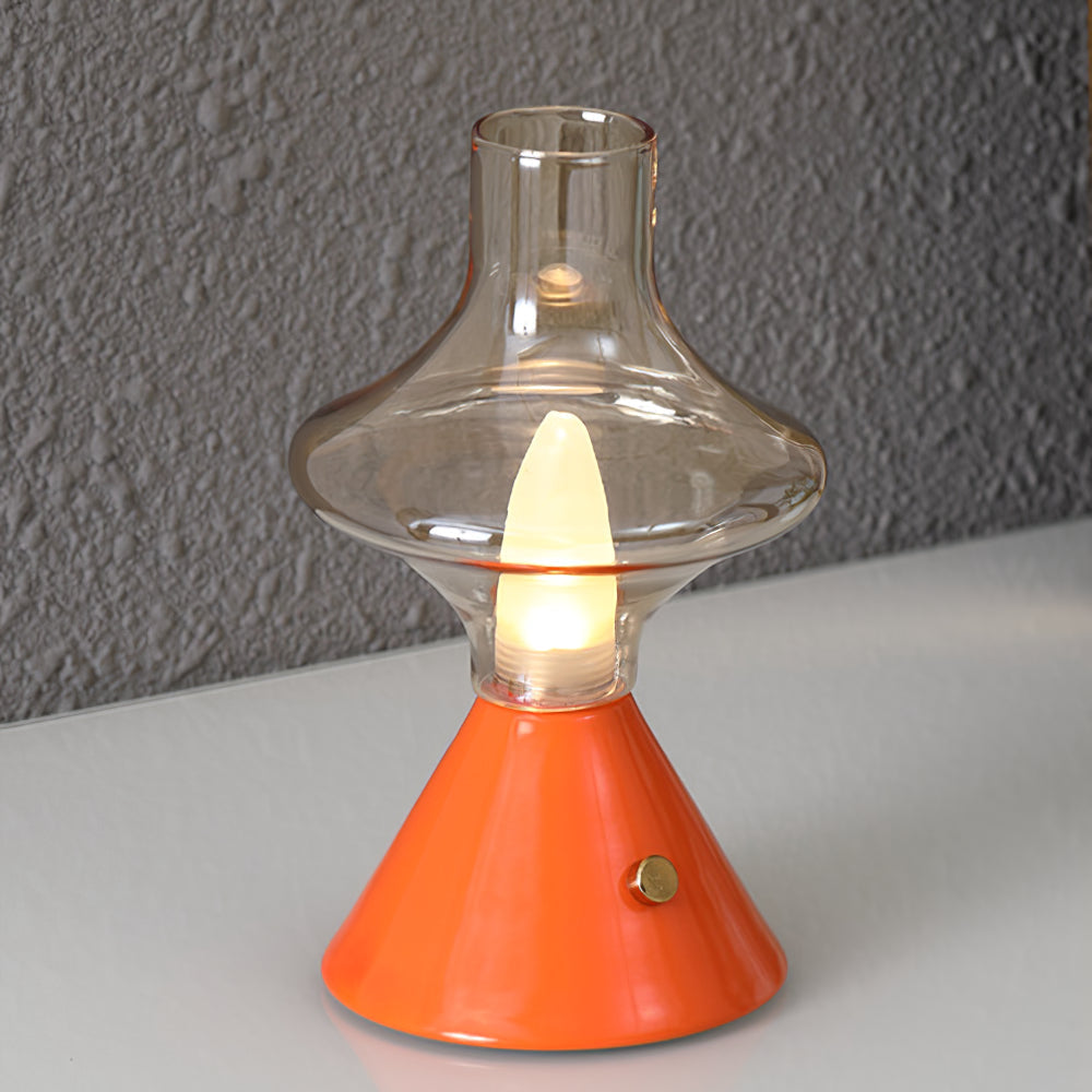 Vintage Style Battery Table Lamp with Integrated LED – Metal and Glass Design 10