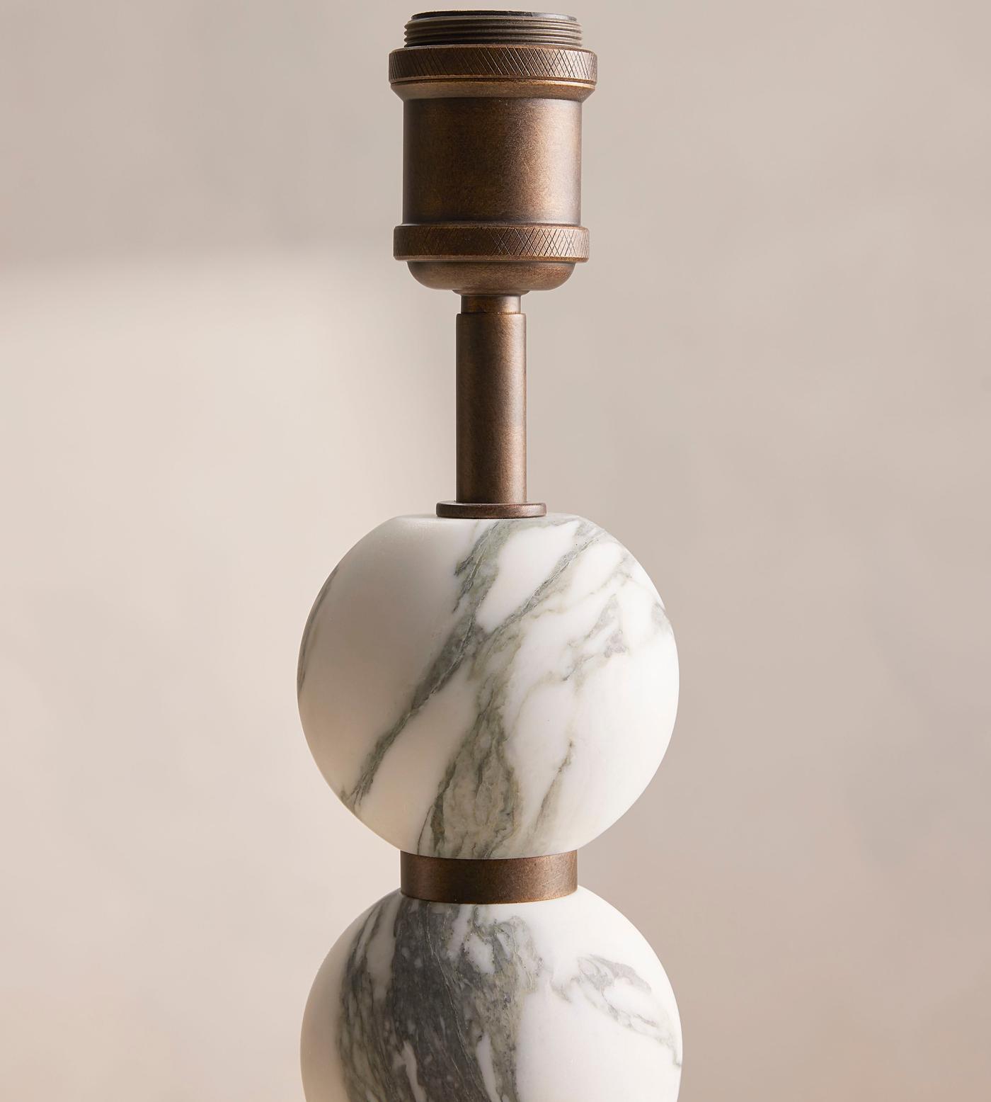 Elegant Marble Table Lamp with Fabric Shade – Modern Bedside or Desk Lighting 5