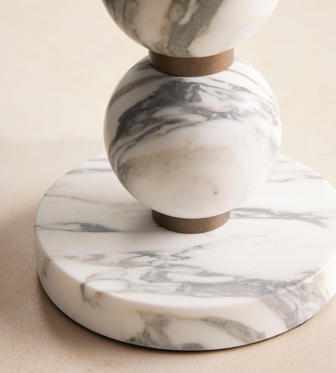 Elegant Marble Table Lamp with Fabric Shade – Modern Bedside or Desk Lighting 7
