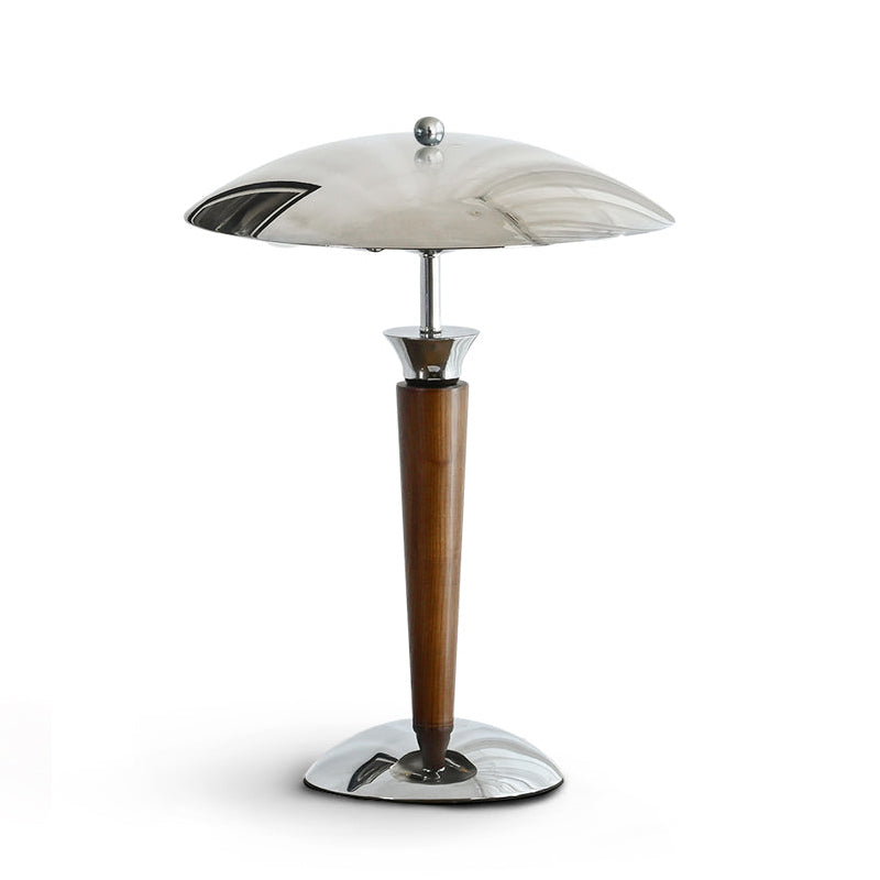 Tibby Table Lamp with Silver Shade and Wood Accent – Elegant Bedroom or Desk Lamp 1