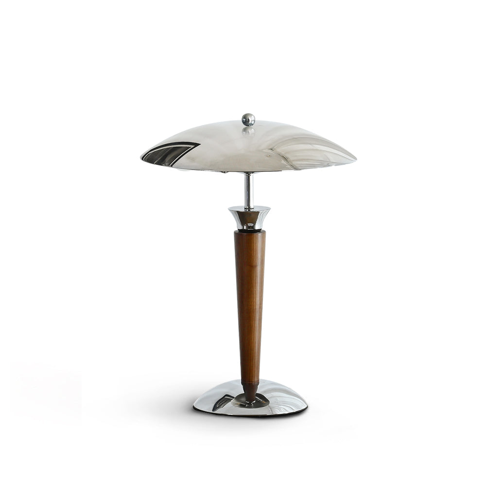 Tibby Table Lamp with Silver Shade and Wood Accent – Elegant Bedroom or Desk Lamp 2