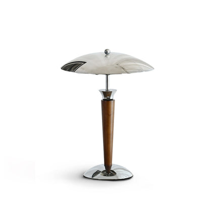 Tibby Table Lamp with Silver Shade and Wood Accent – Elegant Bedroom or Desk Lamp 2