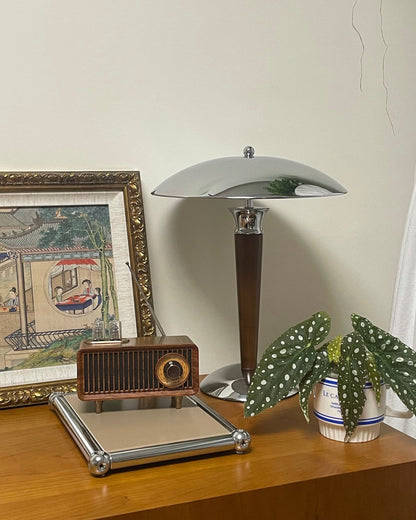 Tibby Table Lamp with Silver Shade and Wood Accent – Elegant Bedroom or Desk Lamp 8