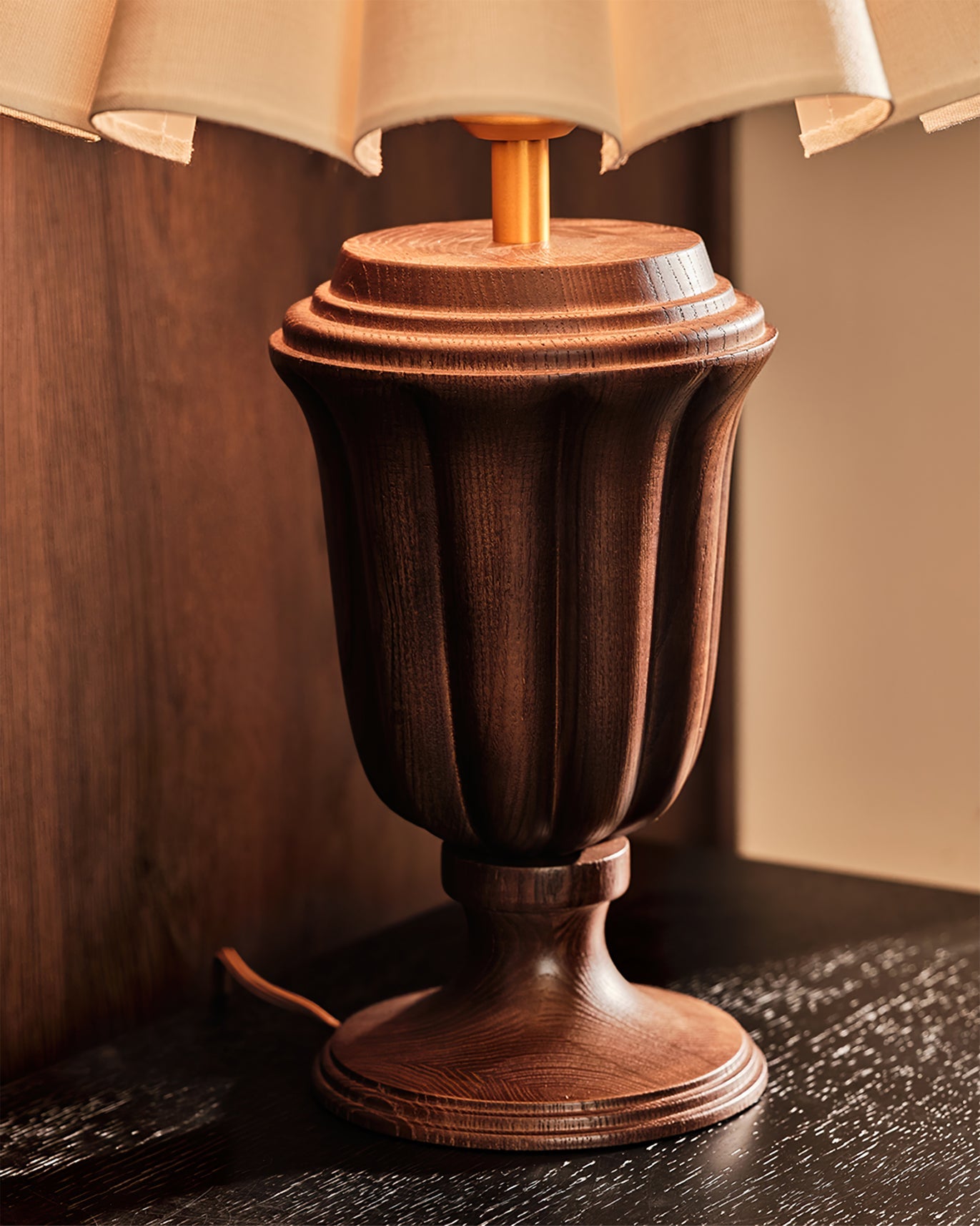 Elegant Wood Table Lamp with Pleated Fabric Shade – 22.4 Height 8