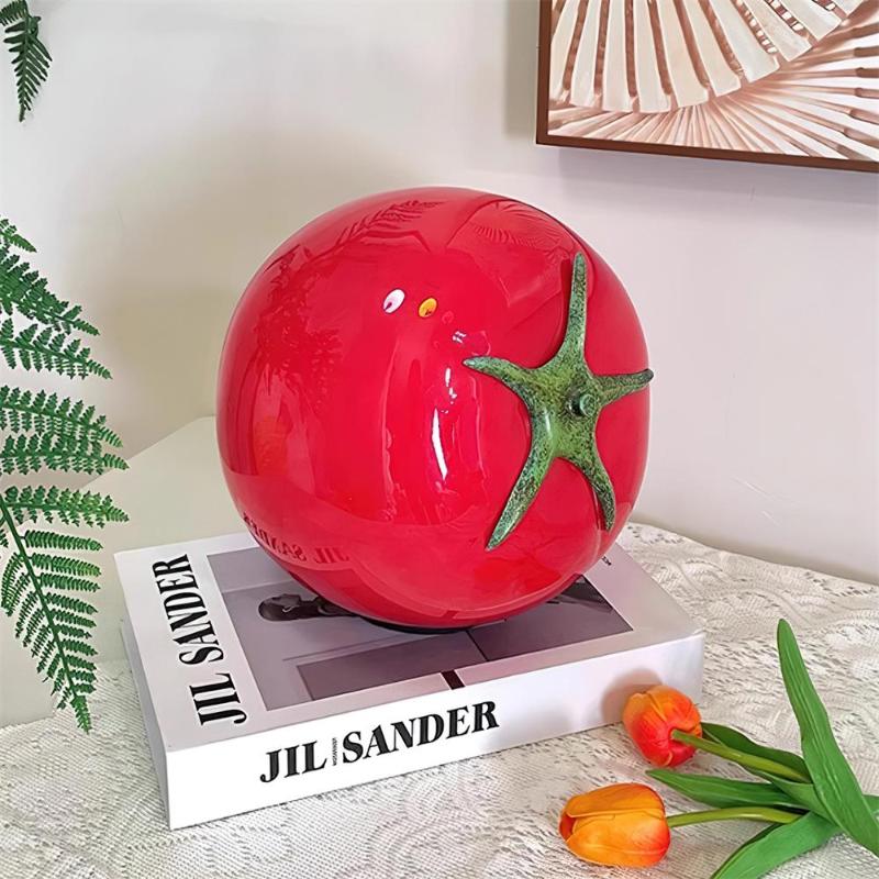Tomato-Inspired Glass Table Lamp with LED Light – Vibrant Red Design 3
