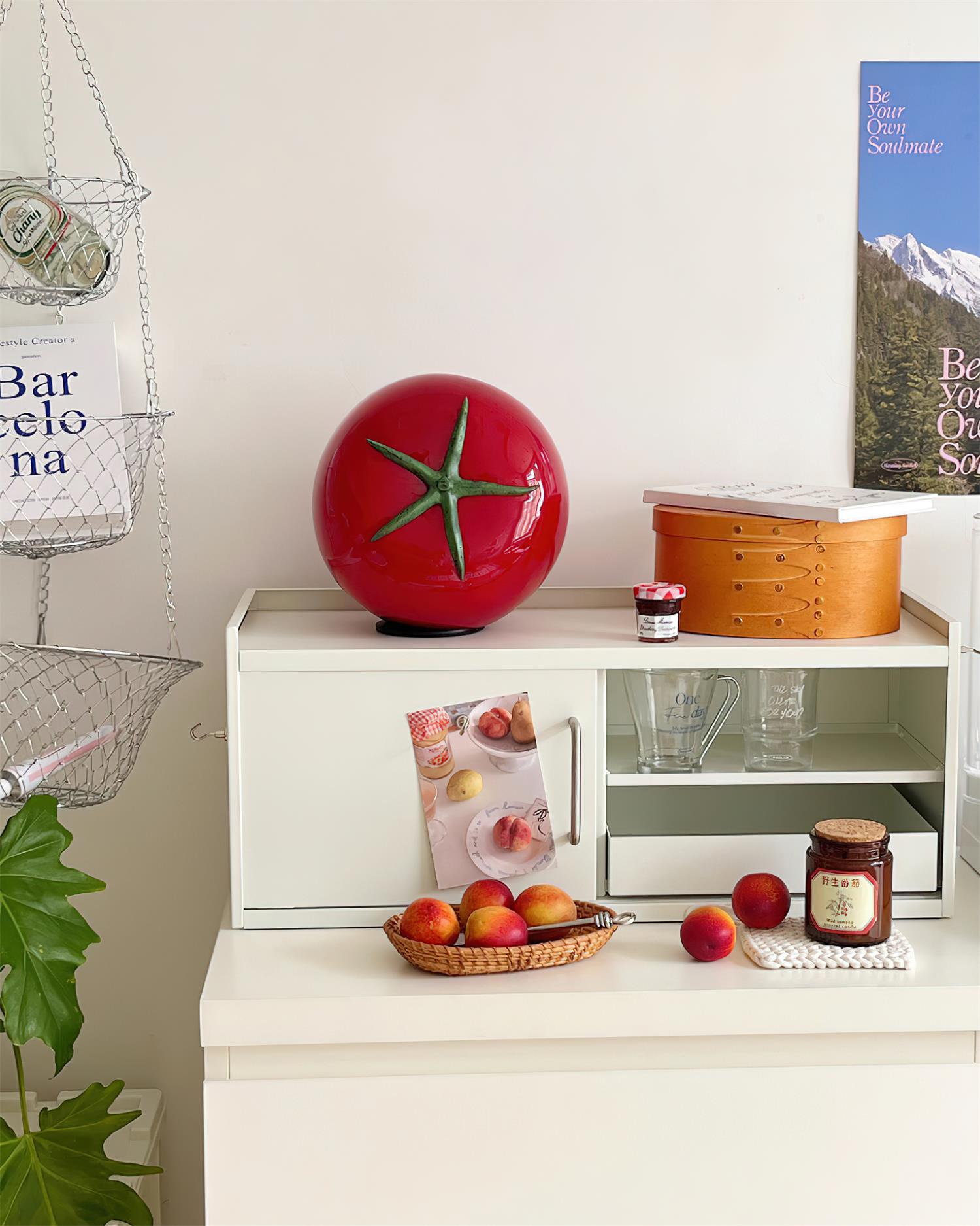 Tomato-Inspired Glass Table Lamp with LED Light – Vibrant Red Design 6