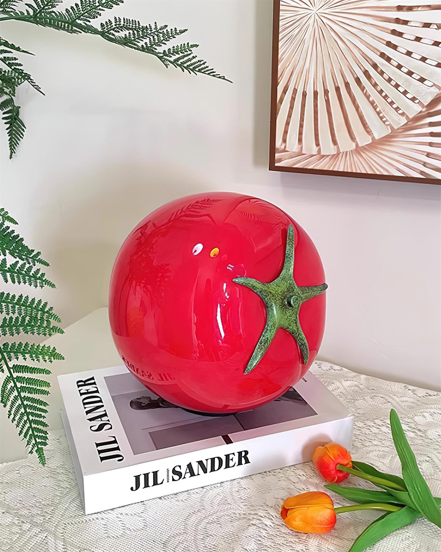 Tomato-Inspired Glass Table Lamp with LED Light – Vibrant Red Design 7