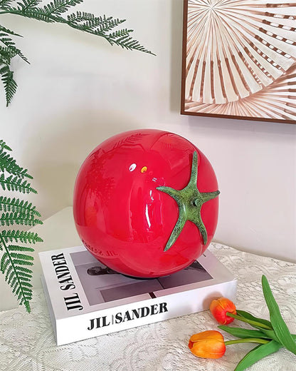 Tomato-Inspired Glass Table Lamp with LED Light – Vibrant Red Design 7