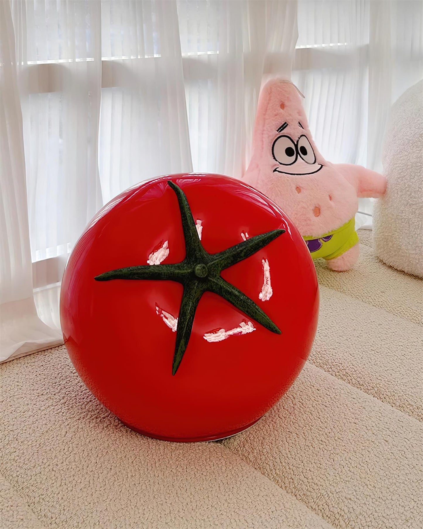 Tomato-Inspired Glass Table Lamp with LED Light – Vibrant Red Design 9