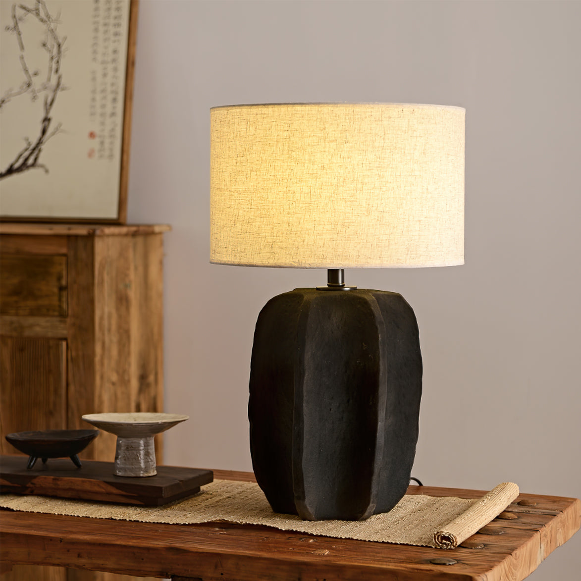 Ceramic Torso Table Lamp with Fabric Shade – Indoor Lighting Fixture 2