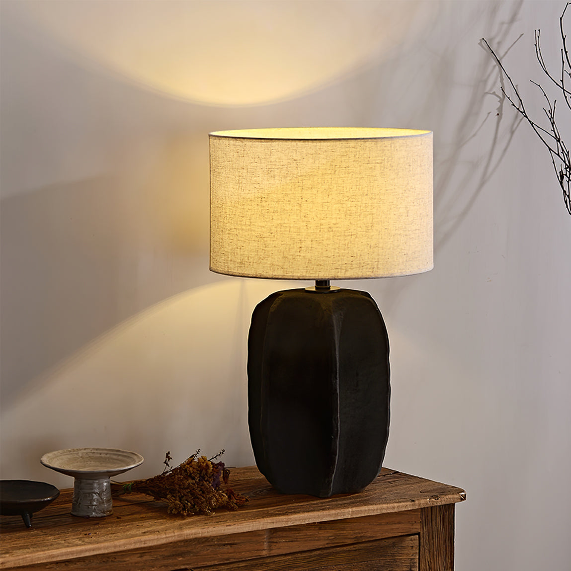 Ceramic Torso Table Lamp with Fabric Shade – Indoor Lighting Fixture 3