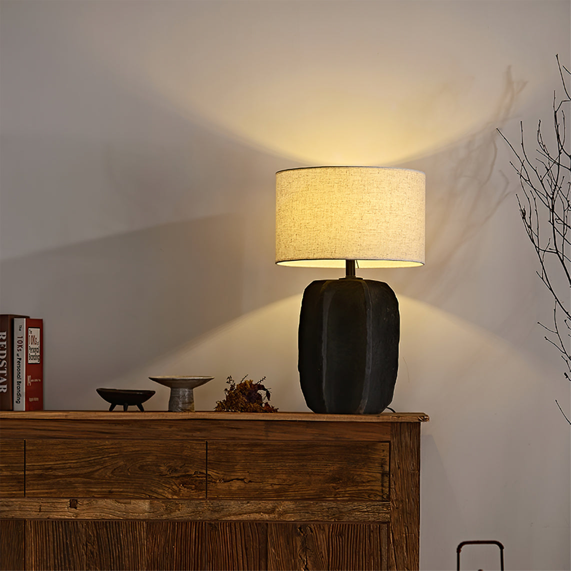 Ceramic Torso Table Lamp with Fabric Shade – Indoor Lighting Fixture 4
